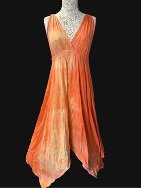 Gypsy 05 Orange Ombre Handkerchief-Hem Maxi Dress